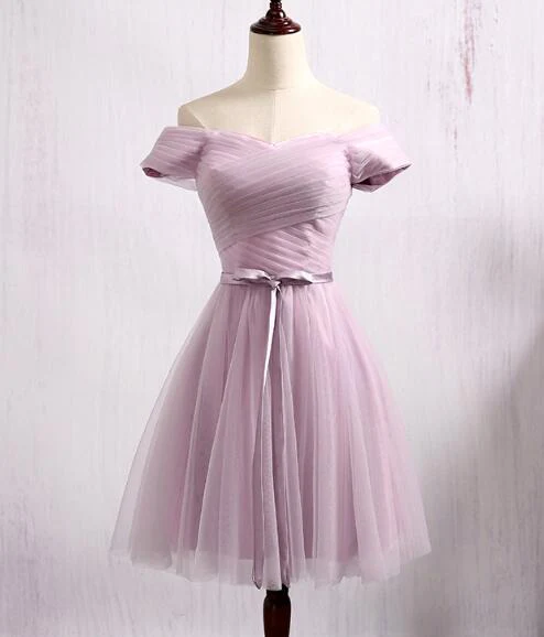 Schönes Lavendel-Tüll-Schatz-kurzes Abschlussballkleid, Abiballkleid zum Verkauf gh409