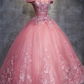 Weg von den Schulter-langen Ballkleid-Spitze-Prinzessin-Abschlussball-Kleidern Quinceanera-Kleidern gh927