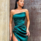 Modernes, dunkelgrünes, sternenloses, langes Meerjungfrauen-Abschlussballkleid mit Split gh819