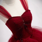 Gorgeous Wine Red Tulle Ball Gown Long Prom Dress Formal Dress, Burgundy Sweet 16 Dresses  gh14