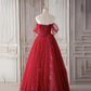 Roter Schatz Tüll Lange schöne Ballkleider, Weinrote Partykleider Abendkleid gh9
