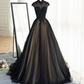 Schöne schwarze Ballkleider High Neck Sweep Train Ballkleid, schwarzes Partykleid gh437