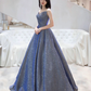 Bezaubernde Pailletten mit V-Ausschnitt, lange, einfache Partykleider, neues glänzendes Abschlussballkleid, formelles Kleid gh250
