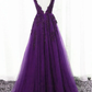 Beautiful Purple Tulle A-Line Party Dress, Long Bridesmaid Dress gh305