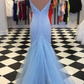 Sparkly Open Back V Neck Spaghetti Straps With Prom Dress gh1010