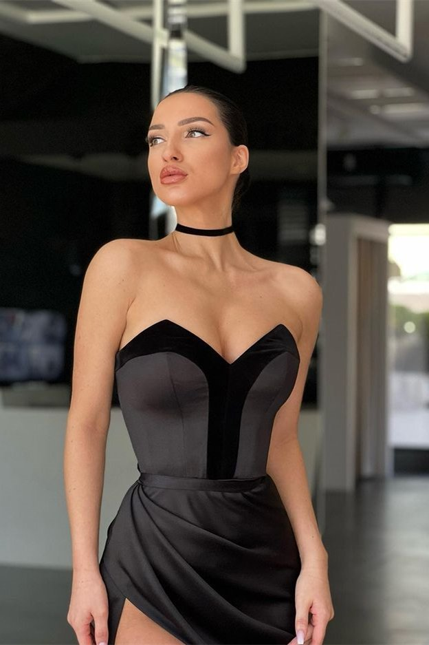 Elegant Black Sweetheart Mermaid Prom Dress With Split gh655