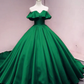Grüner Schatz aus Satin, schulterfrei, Ballkleid, langes süßes 16-Kleid, grünes Quinceanera-Kleid gh66