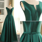 Beautiful Green Satin Long Simple Party Dress, Green Prom Dress gh408