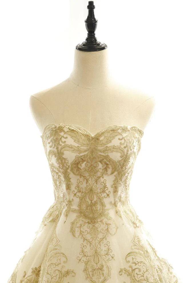 Bezauberndes Elfenbein-Tüll-langes Hochzeitskleid mit Spitze, A-Linie Tüll-Abschlussballkleid Partykleid gh82
