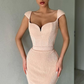 Cap Sleeves Long Sequins Prom Dress Mermaid  gh657