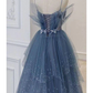 Wunderschönes, funkelndes, exquisites, mit Perlen besetztes, langes Tüll-Ballkleid-Abendkleid mit Strasssteinen und mehrlagigem Kleid gh1001
