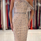 Luxuriöses One-Shoulder-Hüllen-Abschlussballkleid, knielang, mit Kristallen gh715