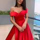 Red Off-the-Shoulder Prom Dress With Split gh626
