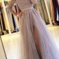 Long Sleeves A-Line Prom Dress Split With Lace gh747