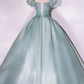 Grüner Tüll lang A-Linie Ballkleid Kleid Modekleid gh986