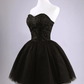 Beautiful Black Short Lace And Tulle Homecoming Dress, Sweetheart Short Prom Dress  gh159