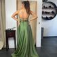 Spaghettiträger Abendkleid lang mit Tasche gh620