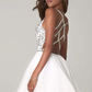 V-Neck Sequined Bodice Short A-Line Dress gh823