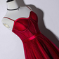 Schönes dunkelrotes Kleid mit Trägern in Teelänge für Hochzeiten, Heimkehrkleid gh296