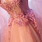 Pink Tulle Sweet 16 Party Dress With Lace Applique, Long Formal Gown gh973