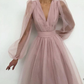 Lizakosht A-Linie Abendkleid Ballkleid Kurzes, schlichtes Abendkleid mit langen Ärmeln Robe De Soiree Formelle Partykleider Maßanfertigung gh817