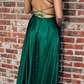 Simple White Scoop High Slit Satin Prom Dresses, Long Cheap Prom Gowns   gh997