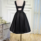 Black elegant cute simple knee-length mid-length satin homecoming dress prom dress evening dress party dress gh188