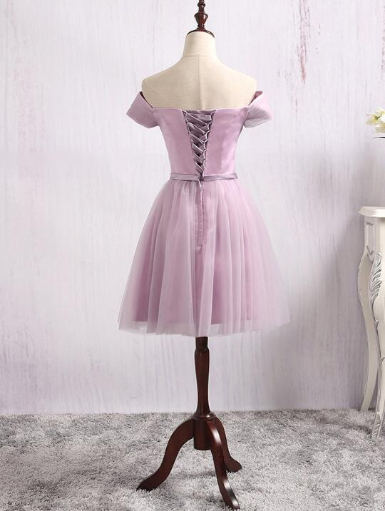 Schönes Lavendel-Tüll-Schatz-kurzes Abschlussballkleid, Abiballkleid zum Verkauf gh409