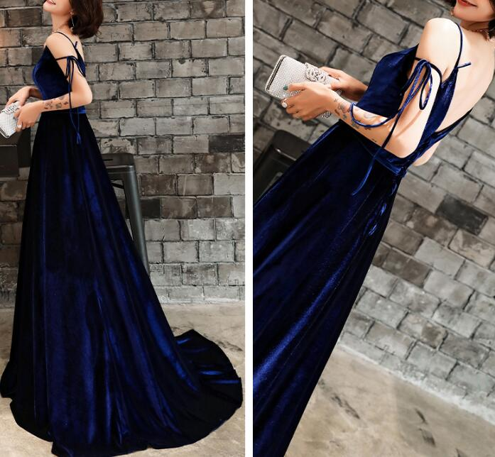 Schönes Samt-Partykleid, Träger-langes Abendkleid gh312