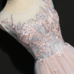 Light Pink Floral Tulle A-Line Prom Dress  Long Party Dress  gh401