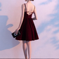 Lovely Velvet Burgundy Short Straps Homecoming Dress, Lovely Short Wedding Party Dress gh428