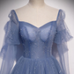 Blauer Tüll wulstiger Schatz einzigartiges langes Abschlussball-Kleid, blaues Abendkleid-formales Kleid gh103