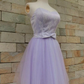 Beautiful Lavender Tulle And Lace Cute Party Dress, Sweetheart Party Dress With Bow gh412