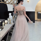Charmante robe de bal longue à épaules dénudées couleur champagne, robe de bal junior gh343