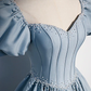 Schöne Satin-wulstige kurze Hülsen-formales Kleid, lange A-Linie Abschlussball-Kleid-Partei-Kleider gh3