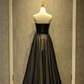 Schlichtes, schwarzes, herzförmiges A-Linien-Partykleid mit langem Tüll, schwarzes Abendkleid gh173