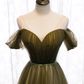 Schulterfreier Tüll-Schatz-bodenlanges langes Partykleid, A-Linie Hochzeitskleider Ballkleid gh19