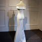Elegant White Off Shoulder Slit Mermaid Party Dress, White Party Gown gh407