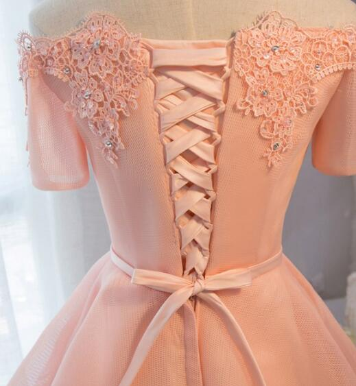 Rosa schulterfreies kurzes Heimkehrkleid, schönes Partykleid zum Verkauf gh448