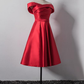 Cute Red Satin Off Shoulder Homecoming Dress, Red Homecoming Dress gh449