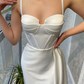 White Spaghetti-Straps Mermaid Prom Dress With Ruffles gh711