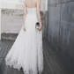 Elegant White Straps Floral Long Prom Dress Party Dress  gh378