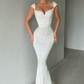 Cap Sleeves Long Sequins Prom Dress Mermaid  gh657