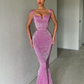 Cap Sleeves Long Sequins Prom Dress Mermaid  gh657