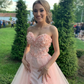 Pink floral sleeveless corset tulle long prom evening gown wedding dress gh995
