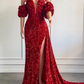 Sweetheart Bubble Sleeves Mermaid Prom Dress With Split  gh790