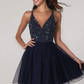 V-Neck Sequined Bodice Short A-Line Dress gh823