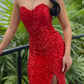 Rotes Schatz-langes Meerjungfrau-Abschlussballkleid mit Pailletten gh754
