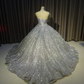 Silber wunderschöne glänzende elegante lange exquisite Pailletten Ballkleid Hochzeitskleid modernes Abendkleid benutzerdefinierte Kleid gh932