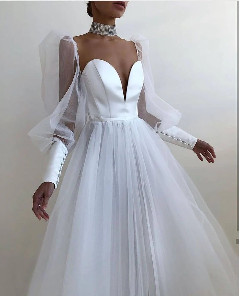 Lizakosht A-Linie Abendkleid Ballkleid Kurzes, schlichtes Abendkleid mit langen Ärmeln Robe De Soiree Formelle Partykleider Maßanfertigung gh817